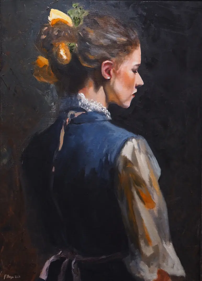 Lady of the flowers IV, 2023 oil painting 50x70cm